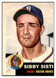 1953 Topps Baseball #124 Sibby Sisti Braves EX 498629