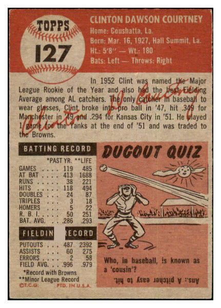 1953 Topps Baseball #127 Clint Courtney Browns EX 498635