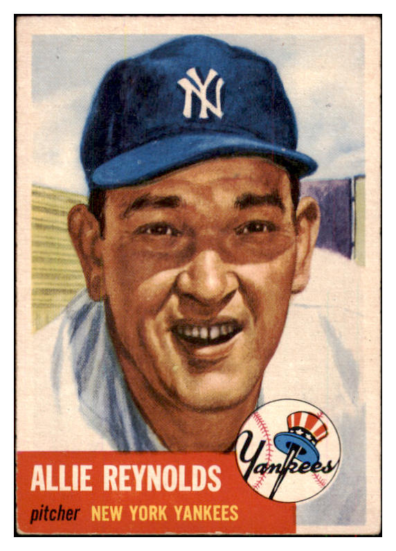1953 Topps Baseball #141 Allie Reynolds Yankees EX-MT 498678