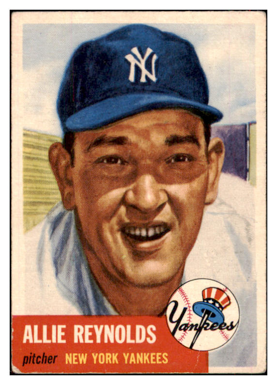 1953 Topps Baseball #141 Allie Reynolds Yankees VG-EX 498679