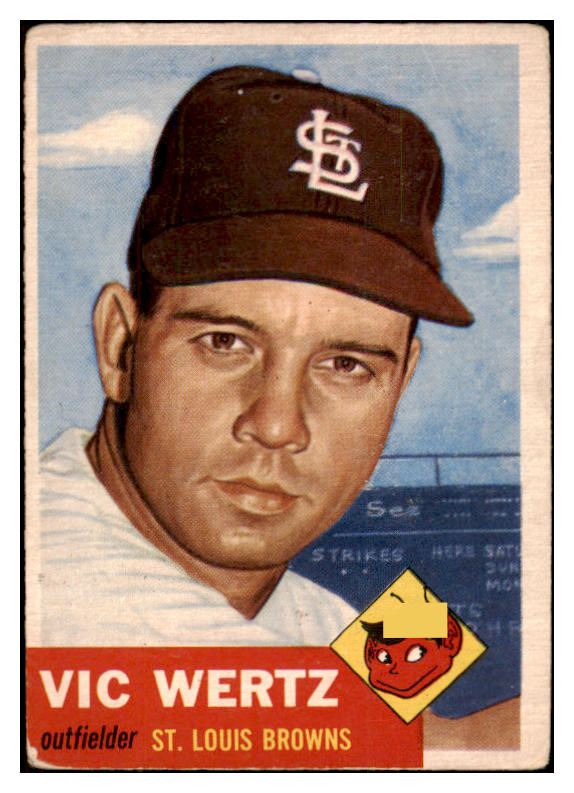 1953 Topps Baseball #142 Vic Wertz Browns VG 498681