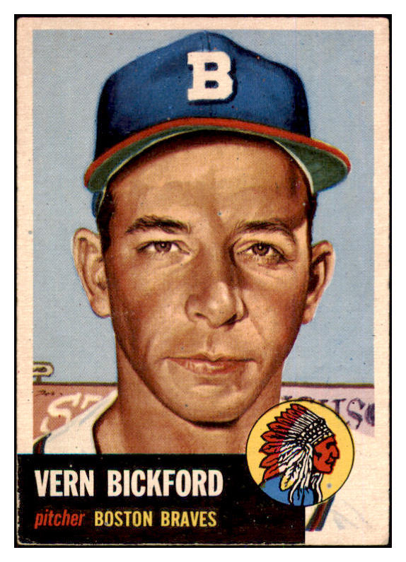 1953 Topps Baseball #161 Vern Bickford Braves VG-EX 498736