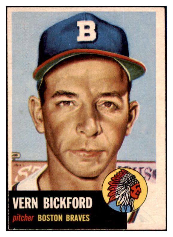 1953 Topps Baseball #161 Vern Bickford Braves VG-EX 498737