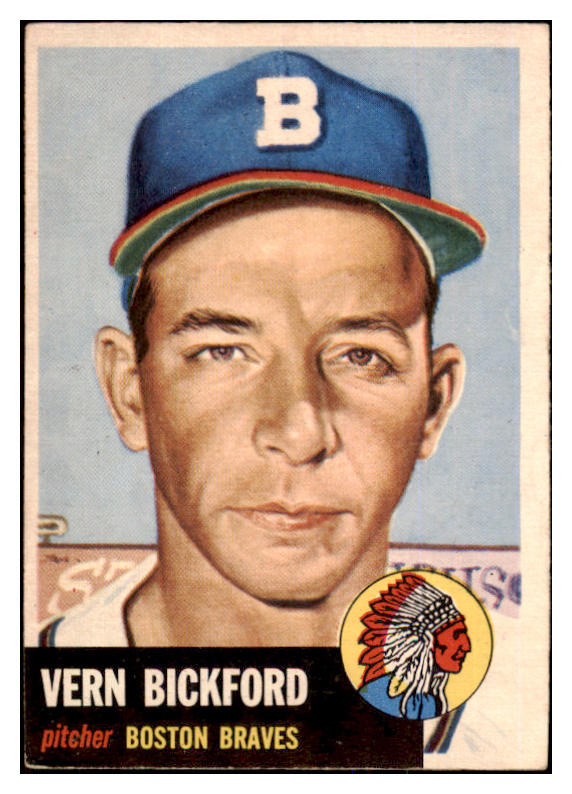 1953 Topps Baseball #161 Vern Bickford Braves VG-EX 498738