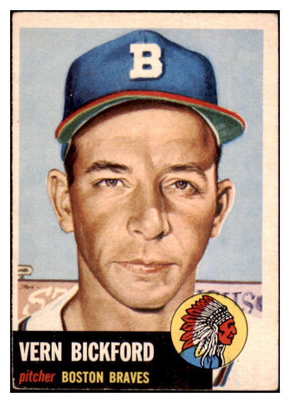 1953 Topps Baseball #161 Vern Bickford Braves VG-EX 498739