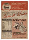 1953 Topps Baseball #166 Billy Hunter Browns VG-EX 498755