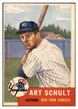 1953 Topps Baseball #167 Art Schult Yankees EX-MT 498758