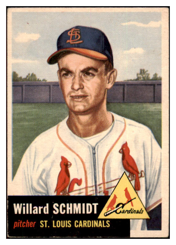 1953 Topps Baseball #168 Willard Schmidt Cardinals VG-EX 498763