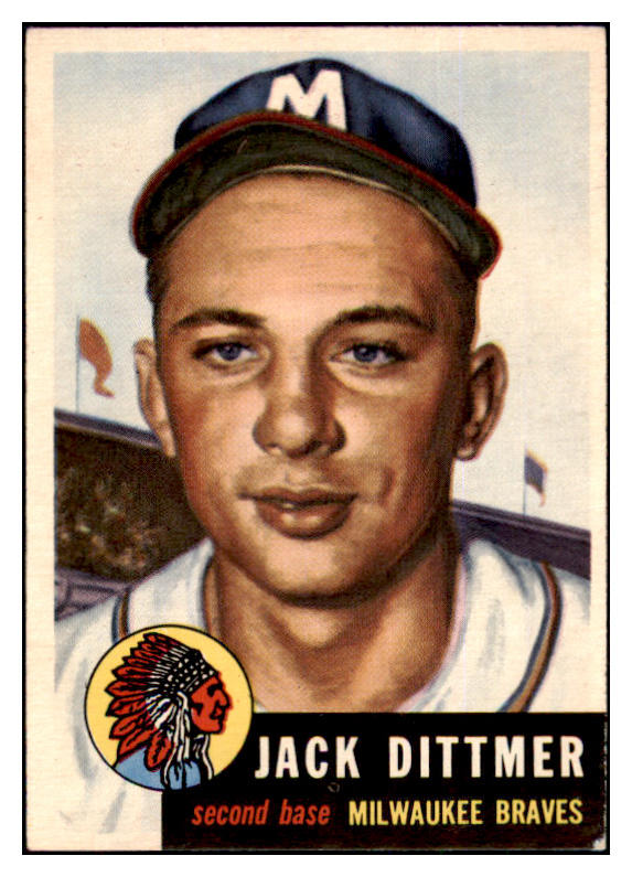 1953 Topps Baseball #212 Jack Dittmer Braves EX 498910