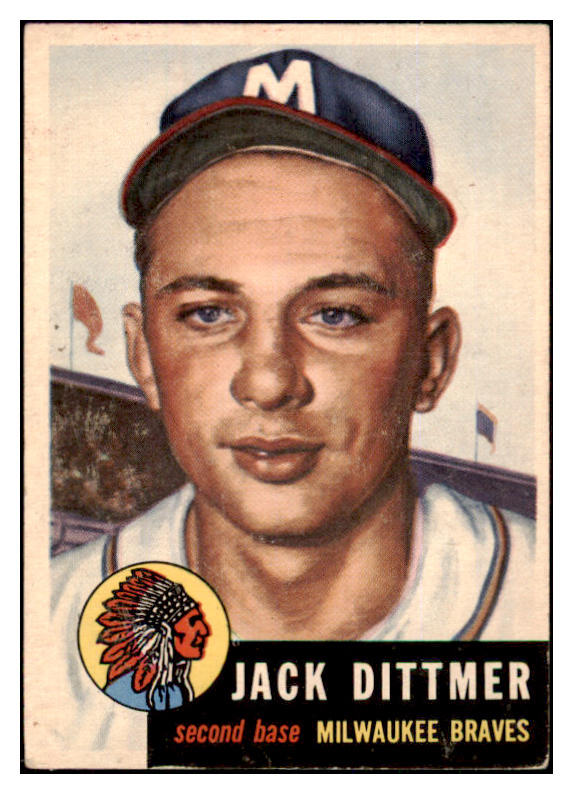 1953 Topps Baseball #212 Jack Dittmer Braves VG-EX 498911