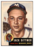 1953 Topps Baseball #212 Jack Dittmer Braves VG-EX 498911