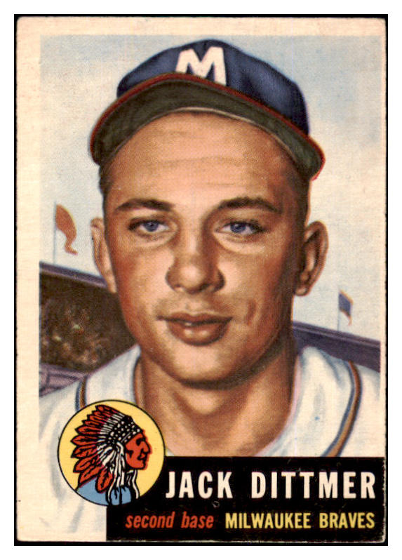 1953 Topps Baseball #212 Jack Dittmer Braves VG-EX 498912