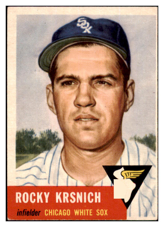 1953 Topps Baseball #229 Rocky Krsnich White Sox EX 498934
