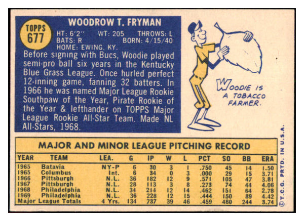 1970 Topps Baseball #677 Woodie Fryman Phillies NR-MT 499261