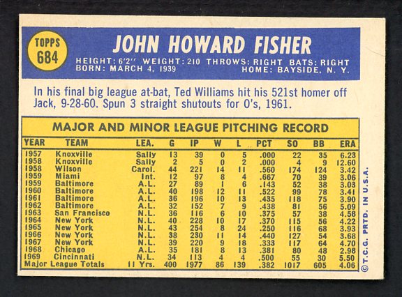 1970 Topps Baseball #684 Jack Fisher Angels NR-MT 499294