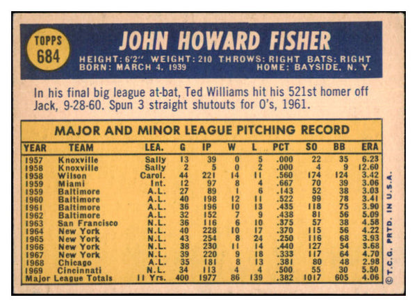 1970 Topps Baseball #684 Jack Fisher Angels EX-MT 499297