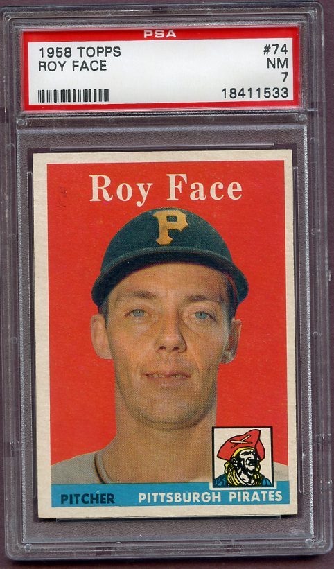 1958 Topps Baseball #074 Roy Face Pirates PSA 7 NM 499752