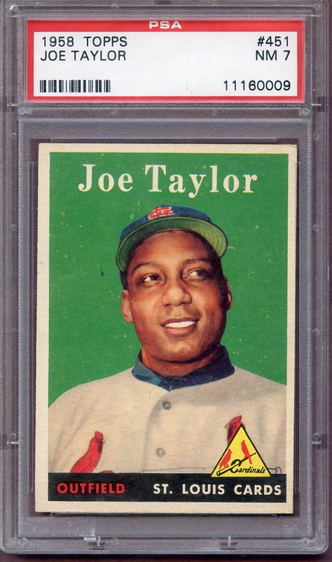 1958 Topps Baseball #451 Joe Taylor Cardinals PSA 7 NM 499753