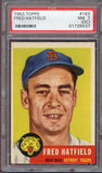 1953 Topps Baseball #163 Fred Hatfield Tigers PSA 7 NM oc 499773