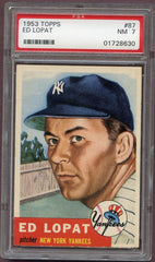 1953 Topps Baseball # 87 Eddie Lopat Yankees PSA 7 NM 499783