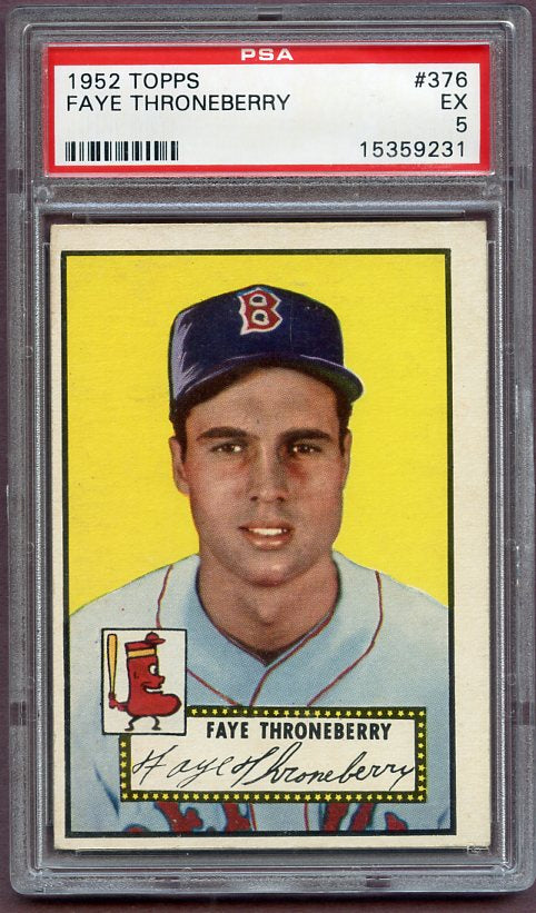 1952 Topps Baseball #376 Faye Throneberry Red Sox PSA 5 EX 499812