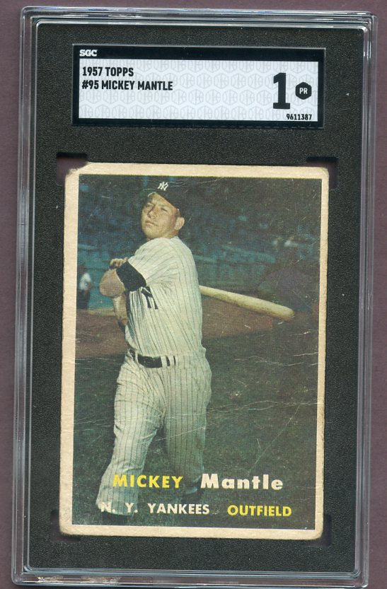 1957 Topps Baseball # 95 Mickey Mantle Yankees SGC 1 PR 499824