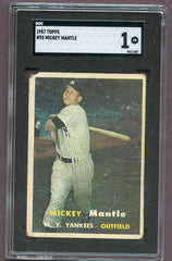 1957 Topps Baseball # 95 Mickey Mantle Yankees SGC 1 PR 499824