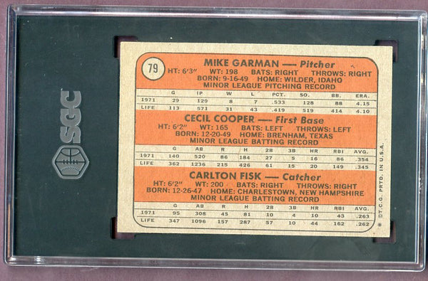 1972 Topps Baseball #079 Carlton Fisk Red Sox SGC 5 EX 499856