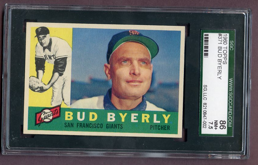 1960 Topps Baseball #371 Bud Byerly Giants SGC 7.5 NM+ 499861