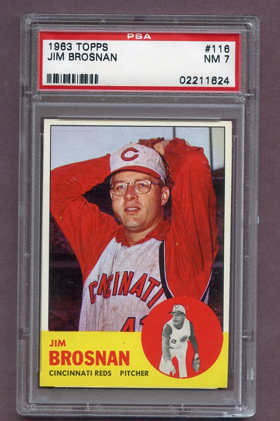 1963 Topps Baseball #116 Jim Brosnan Reds PSA 7 NM 499864