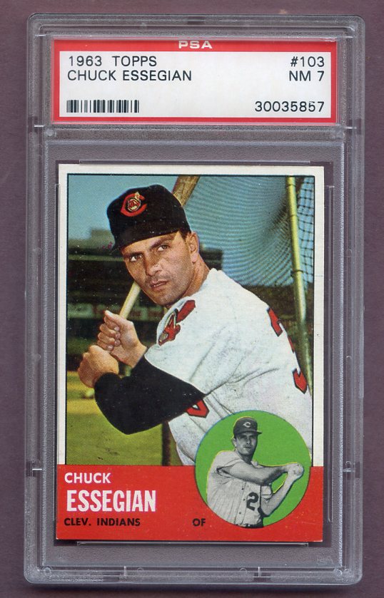 1963 Topps Baseball #103 Chuck Essegian Indians PSA 7 NM 499866