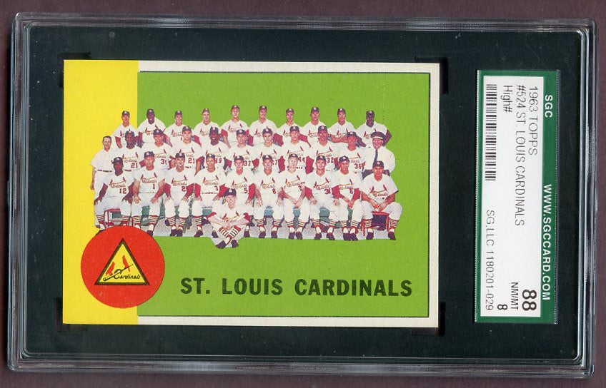 1963 Topps Baseball #524 St. Louis Cardinals Team SGC 8 NM/MT 499867