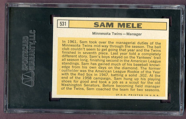 1963 Topps Baseball #531 Sam Mele Twins SGC 8.5 NM/MT+ 499869