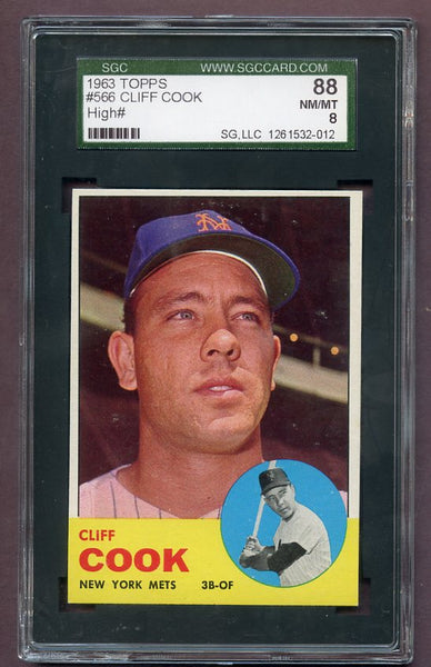 1963 Topps Baseball #566 Cliff Cook Mets SGC 8 NM/MT 499873