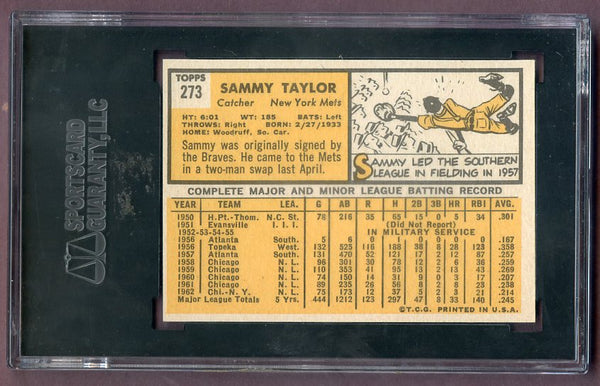 1963 Topps Baseball #273 Sammy Taylor Mets SGC 8.5 NM/MT+ 499878