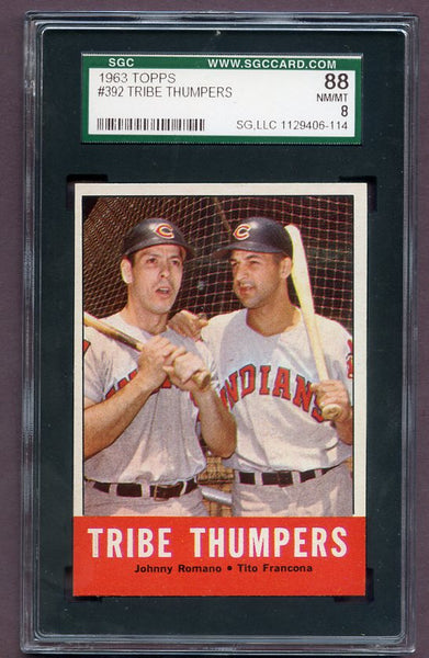 1963 Topps Baseball #392 Tito Francona Johnny Romano SGC 8 NM/MT 499884