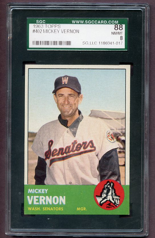 1963 Topps Baseball #402 Mickey Vernon Senators SGC 8 NM/MT 499887