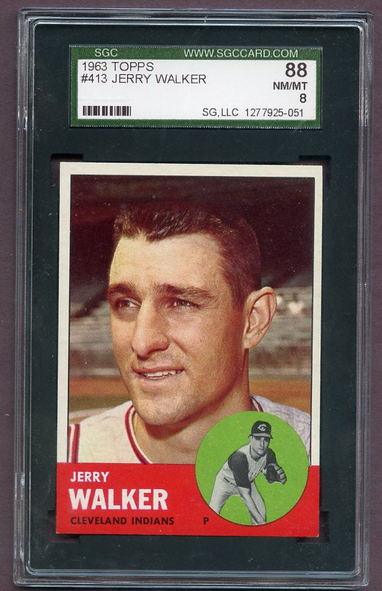 1963 Topps Baseball #413 Jerry Walker Indians SGC 8 NM/MT 499888