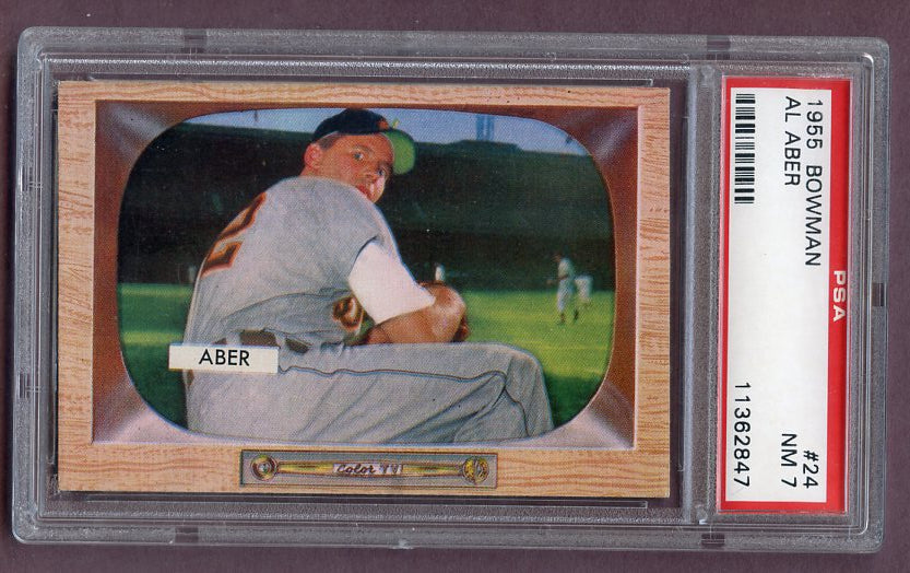 1955 Bowman Baseball #024 Al Aber Tigers PSA 7 NM 499899