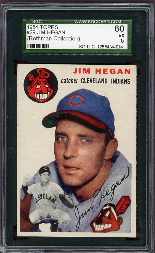 1954 Topps Baseball #029 Jim Hegan Indians SGC 5 EX 499909