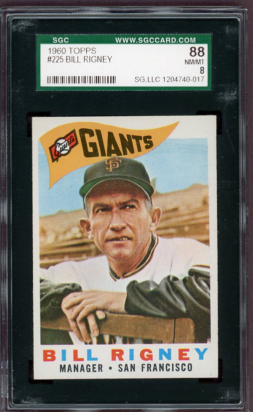 1960 Topps Baseball #225 Bill Rigney Giants SGC 8 NM/MT 499912