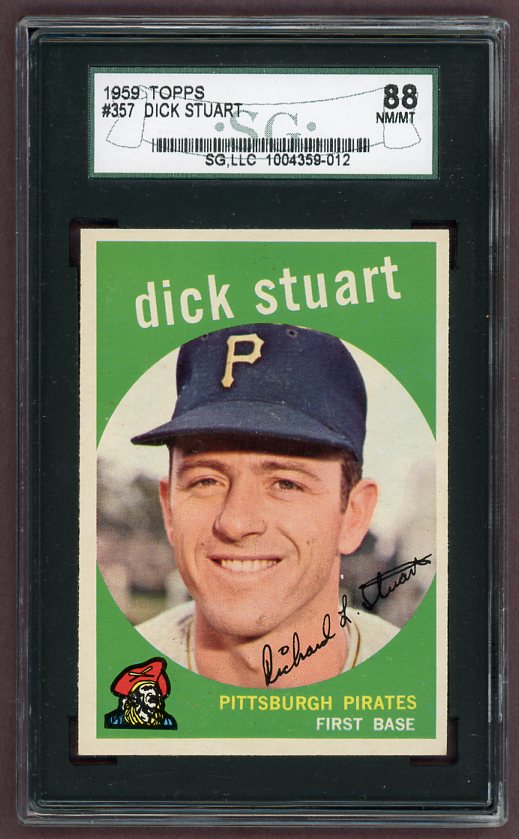 1959 Topps Baseball #357 Dick Stuart Pirates SGC 8 NM/MT 499914