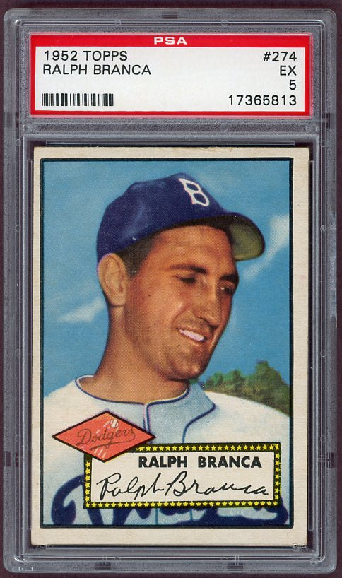 1952 Topps Baseball #274 Ralph Branca Dodgers PSA 5 EX 499921
