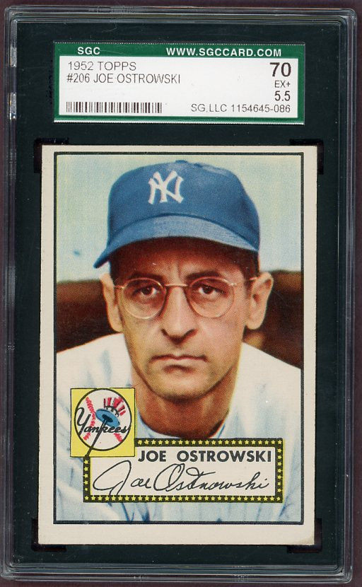 1952 Topps Baseball #206 Joe Ostrowski Yankees SGC 5.5 EX+ 499949