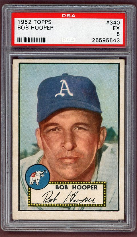 1952 Topps Baseball #340 Bob Hooper A's PSA 5 EX 499967