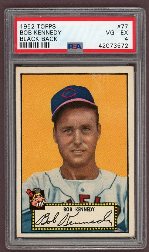 1952 Topps Baseball #077 Bob Kennedy Indians PSA 4 VG-EX Black 499982
