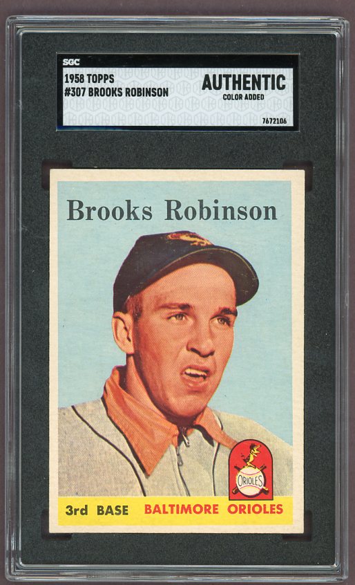 1958 Topps Baseball #307 Brooks Robinson Orioles SGC Auth 499998