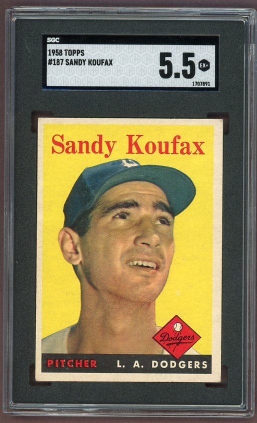 1958 Topps Baseball #187 Sandy Koufax Dodgers SGC 5.5 EX+ 499999