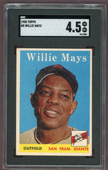 1958 Topps Baseball #  5 Willie Mays Giants SGC 4.5 VG-EX+ 500003
