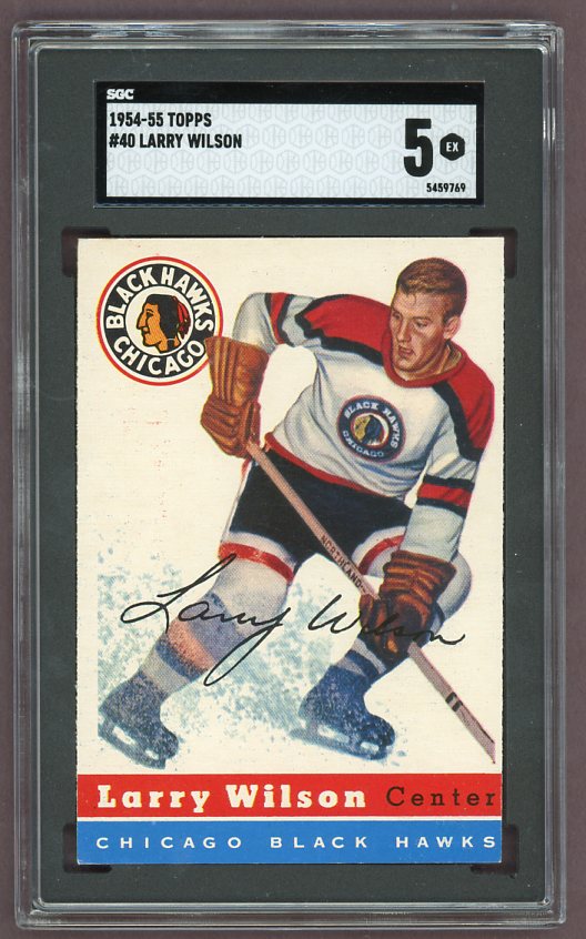 1954 Topps Hockey #040 Larry Wilson Black Hawks SGC 5 EX 500010